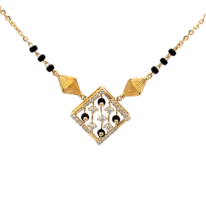 Yellow Gold Diamond Mangalsutra - Square